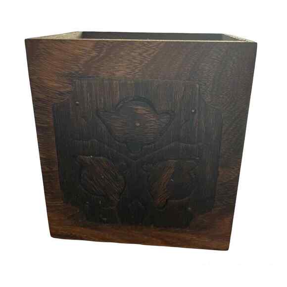 Vintage Carved Floral Wooden Storage Box Sears, Robuck & Co - 1970’s - Open Top - Picture 1 of 7